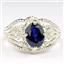 SR365, Created Blue Sapphire, 925 Sterling Silver Sapphire Ladies Ring