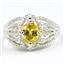 SR365, Golden Yellow CZ, 925 Sterling Silver Ring