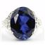 Sterling Silver Ladies Ring, Created Blue Sapphire, SR049