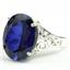 Sterling Silver Ladies Ring, Created Blue Sapphire, SR049