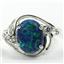 Sterling Silver Ladies Ring, Created Blue Green Opal, SR021