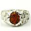 925 Sterling Silver Men's Nugget Ring, Created Red Brown Opal, SR168