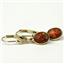 14k Gold Leverback Earrings, Created Red/Brown Opal, E001