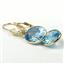14k Gold Leverback Earrings, Swiss Blue CZ, E101