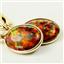 14k Gold Leverback Earrings, Created Red/Brown Opal, E101