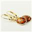 14k Gold Leverback Earrings, Created Red/Brown Opal, E101
