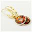 14k Gold Leverback Earrings, Created Red/Brown Opal, E101