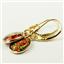 14k Gold Leverback Earrings, Created Red/Brown Opal, E101