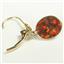 14k Gold Leverback Earrings, Created Red/Brown Opal, E101