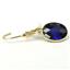 14k Gold Leverback Earrings, Created Blue Sapphire, E101