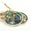 14k Gold Leverback Earrings, Created Black Opal, E101
