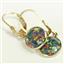14k Gold Leverback Earrings, Created Black Opal, E101