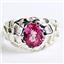 925 Sterling Silver Men's Nugget Ring, Created Pink Sapphire, SR168