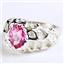 925 Sterling Silver Men's Nugget Ring, Created Pink Sapphire, SR168