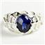 925 Sterling Silver Men's Nugget Ring, Created Blue Sapphire, SR168
