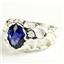 925 Sterling Silver Men's Nugget Ring, Created Blue Sapphire, SR168
