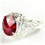 SR009,  Created Ruby, 925 Sterling Silver Antique Style Filigree Ring