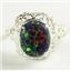 Sterling Silver Ladies Ring, Created Black Opal, SR009