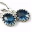 925 Sterling Silver Crown Bezel Leverback Earrings, London Blue Topaz, SE109