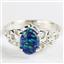 SR302, Created Blue Green Opal, 925 Sterling Silver Ring