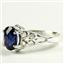 SR302, Created Blue Sapphire, 925 Sterling Silver Ring