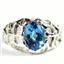 925 Sterling Silver Men's Nugget Ring, Swiss Blue Topaz, SR168