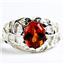 925 Sterling Silver Men's Nugget Ring, Created Padparadsha Sapphire, SR168