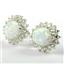 925 Sterling Silver Post Earrings, Created White Opal, SE183