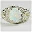 SR083, Created White Opal, 925 Sterling Silver Ring