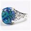 SR057, Created Blue Green Opal, 925 Sterling Silver Ladies Ring