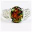 Created Black Opal, 925 Sterling Silver Ladies Ring, SR369