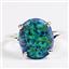 Created Blue Green Opal, 925 Sterling Silver Ladies Ring, SR055