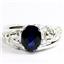 925 Sterling Silver Men's Nugget Ring, Created Blue Sapphire, SR368