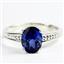 Created Blue Sapphire, Sterling Silver Ladies Ring, SR371