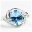Sterling Silver Ladies Ring, Concave Cut Swiss Blue Topaz, SR021