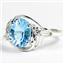 Sterling Silver Ladies Ring, Concave Cut Swiss Blue Topaz, SR021