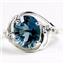 Sterling Silver Ladies Ring, Concave Cut London Blue Topaz, SR021