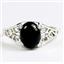 Sterling Silver Ladies Ring, Black Onyx, SR005