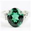 925 Sterling Silver Ladies Filigree Ring, Russian Nanocrystal Emerald, SR244