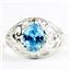 Swiss Blue CZ, 925 Sterling Silver Ladies Ring, SR111