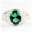 925 Sterling Silver Ladies Filigree Ring, Russian Nanocrystal Emerald, SR083