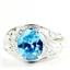 Swiss Blue CZ, 925 Sterling Silver Ladies Ring, SR083