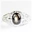 925 Sterling Silver Ladies Filigree Ring, Black Star Sapphire, SR113