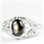 925 Sterling Silver Ladies Filigree Ring, Black Star Sapphire, SR113