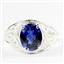 Created Blue Sapphire, 925 Sterling Silver Ladies Ring, SR083