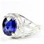 Created Blue Sapphire, 925 Sterling Silver Ladies Ring, SR083