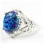 Created Blue Green Opal, 925 Sterling Silver Ladies Ring, SR114