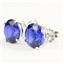 925 Sterling Silver Post Earrings, Created Blue Sapphire, SE012