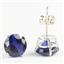925 Sterling Silver Post Earrings, Created Blue Sapphire, SE012