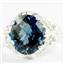925 Sterling Silver Ladies Filigree Ring, London Blue Topaz, SR114